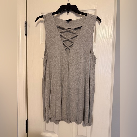 Daytrip Tops - Daytrip Gray Tank Top with Crisscross Design